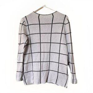 Ann Taylor Loft Tan Windowpane Sweater Cotton Size XS White Grey